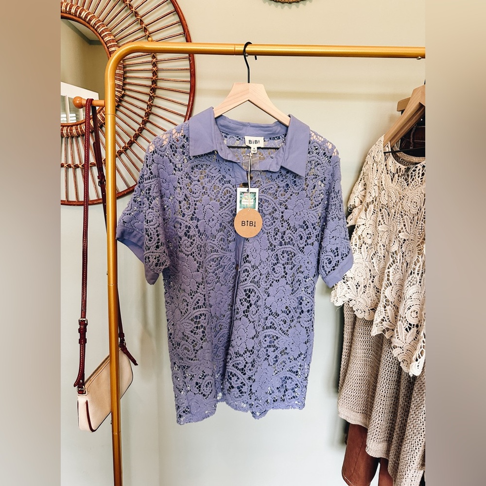 felted lace button down
